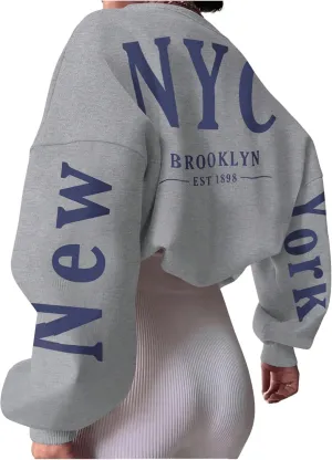 SOLY HUX Women's Oversized Preppy Sweatshirts Letter Graphic Crew Neck Long Sleeve Pullover Tops