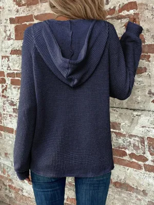 SOLY HUX Women's Oversized Sweatshirts Waffle Knit Hoodies Trendy Casual V Neck Button Pullover Hooded Tops