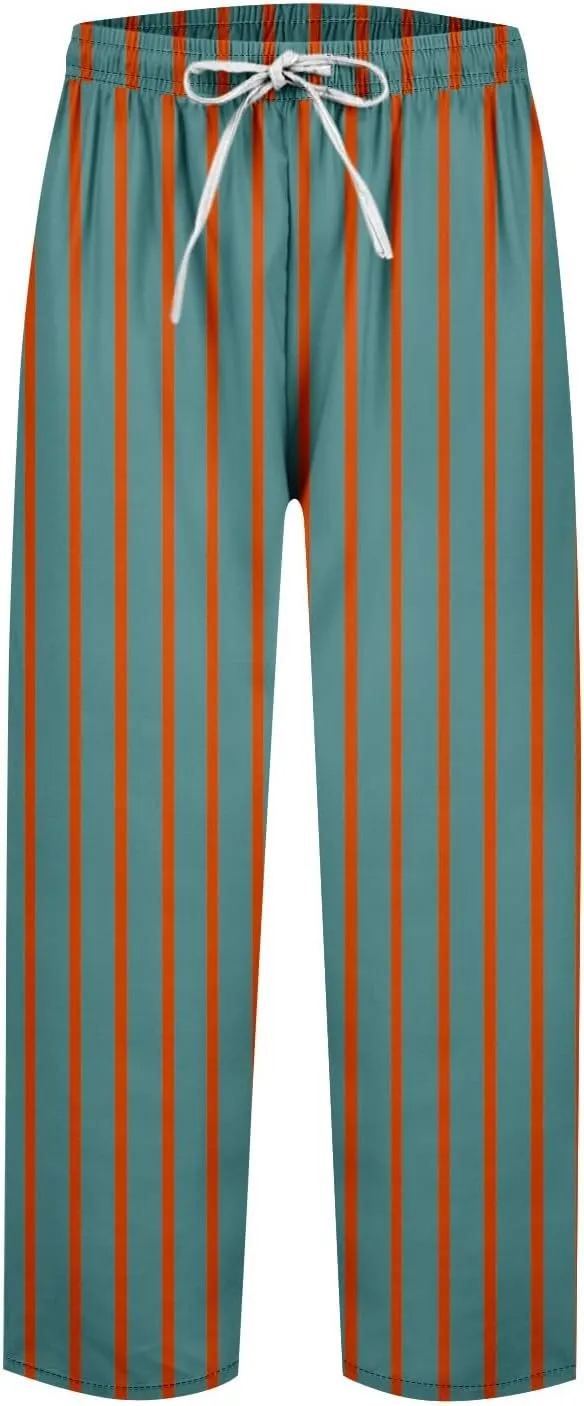 Striped Linen Pants Women Elastic Waist Trendy Drawstring Capri Pants Casual Loose Summer Beach Trouser
