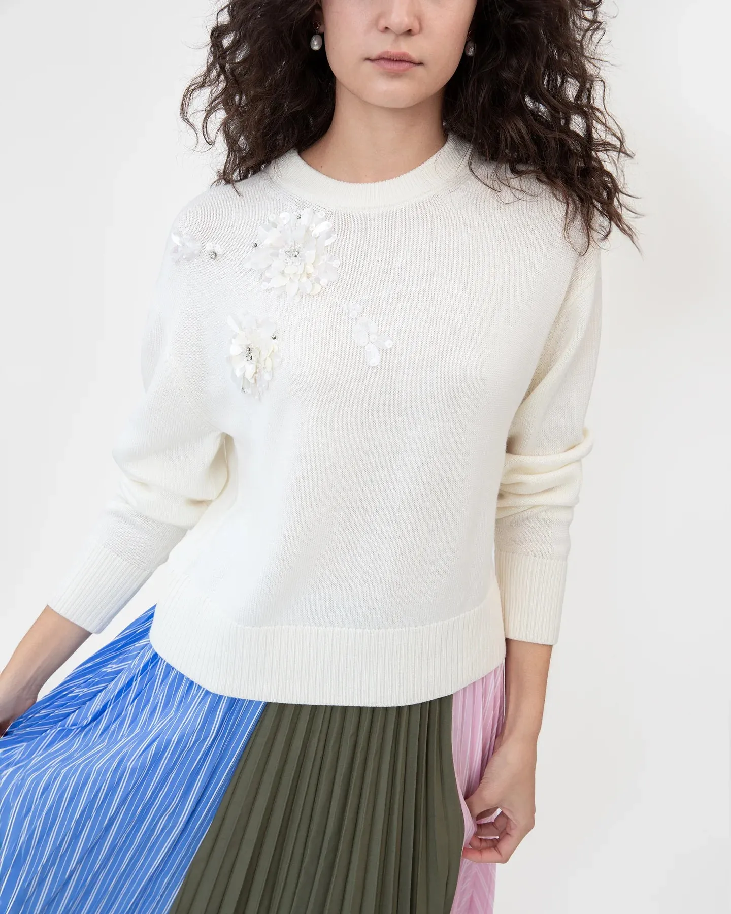 TANYA TAYLOR LEXIA EMBELLISHED SWEATER