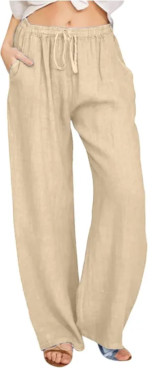 TARIENDY Womens Summer High Waisted Palazzo Pants Wide Leg Long Lounge Pant Casual Beach Vacation Trousers with Pockets