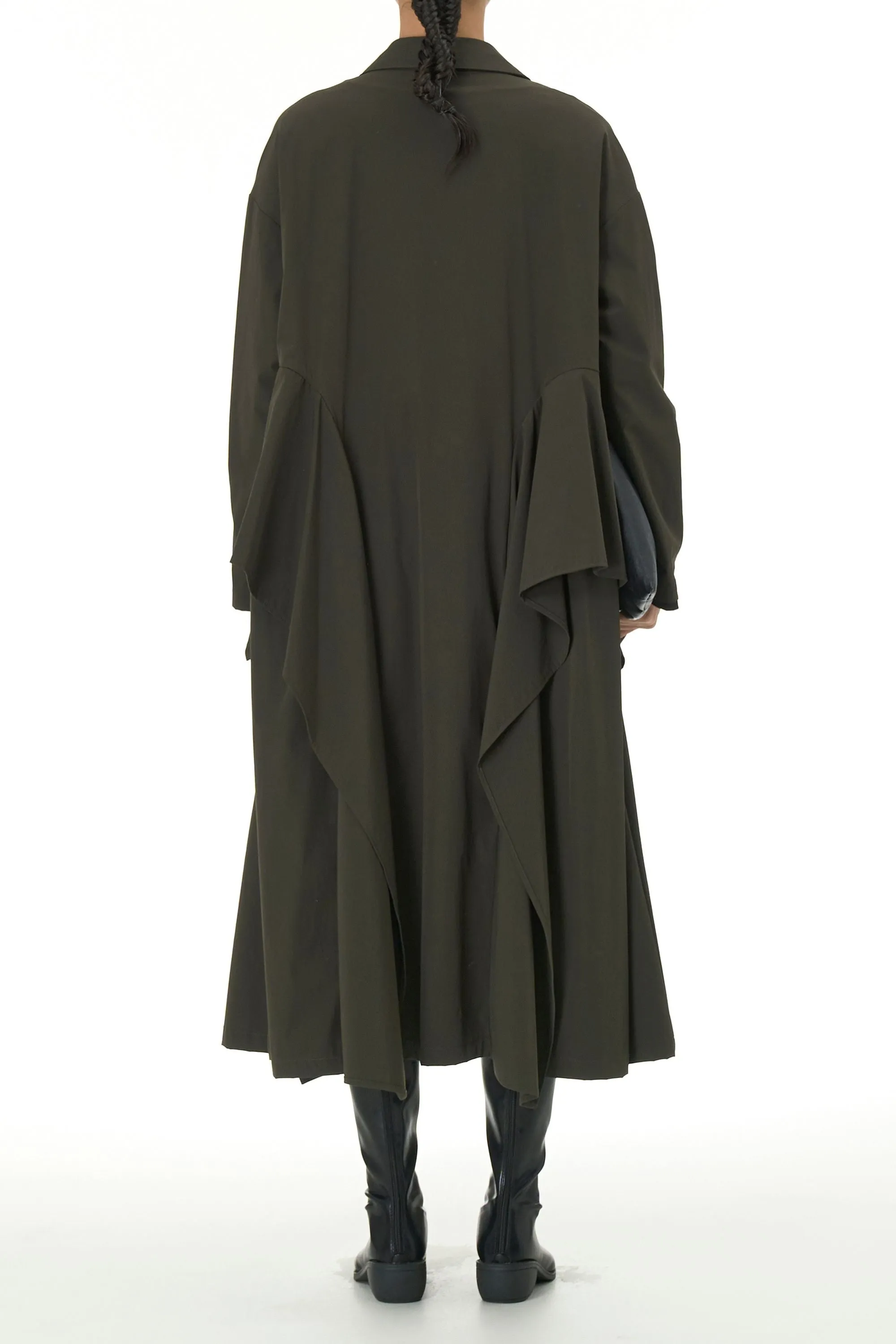 Tea Green Circle Bias Shirt Dress