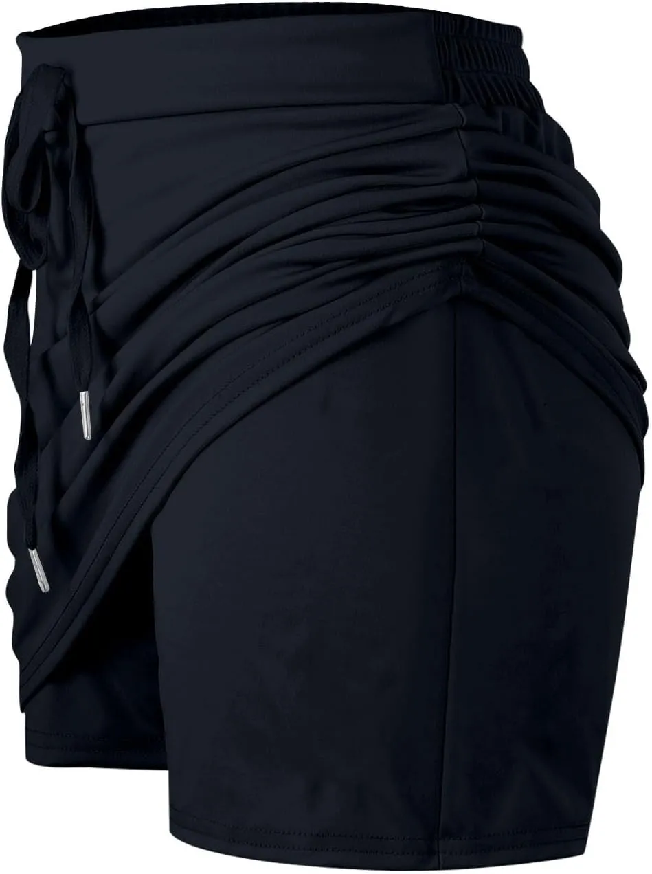 Tennis Skirt for Women Athletic Drawstring High Waisted Skorts with Built in Shorts Pockets Gym Sports Golf Skirts