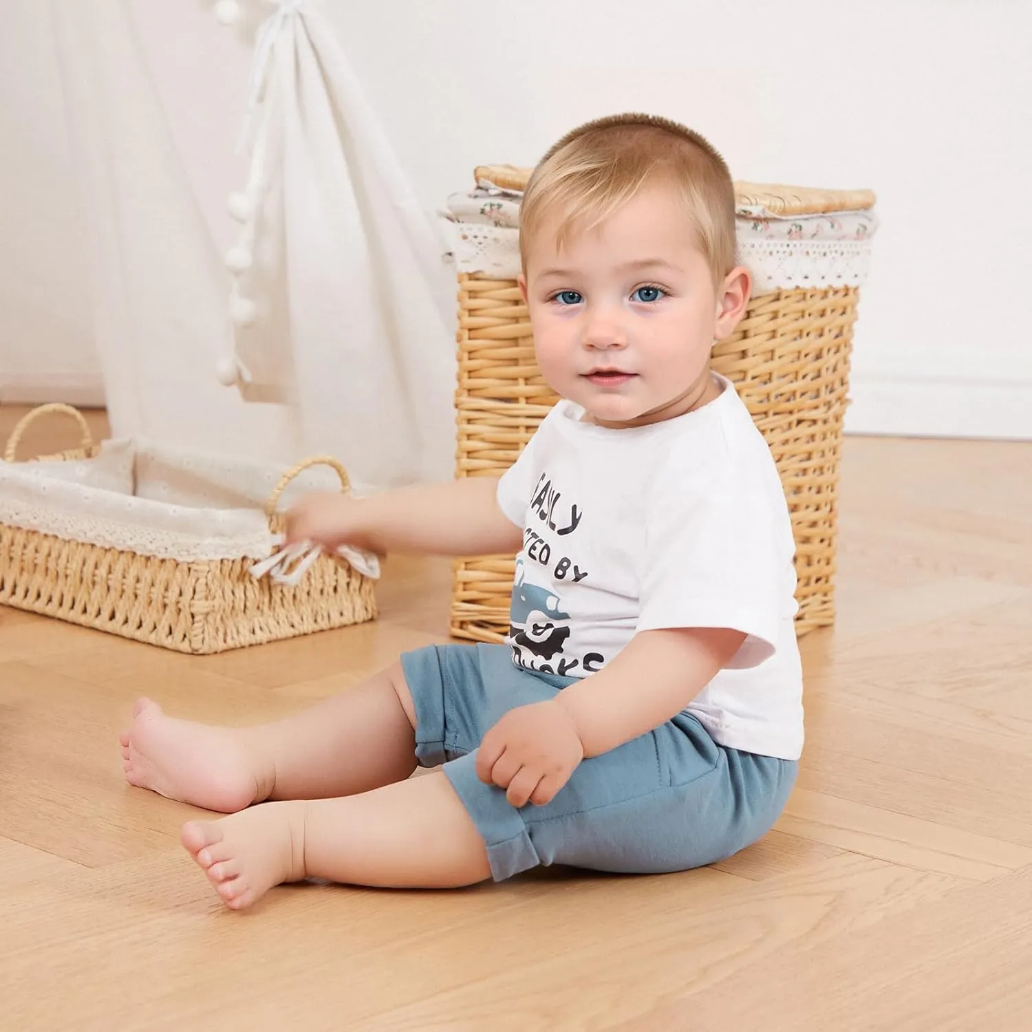 Toddler Baby Boy Clothes Summer Short Sleeve Truck Print T-Shirt Tops Solid Color Shorts Set 2Pcs Casual Outfit