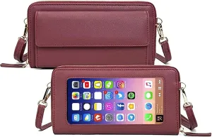 Touch Screen Phone Bag Small Crossbody Bag Shoulder Handbag, RFID Blocking Wallet for Women