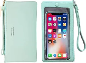 Touch Screen Phone Clutch Bag Case Leather Wristlet Handbag Wallet for Women Girls
