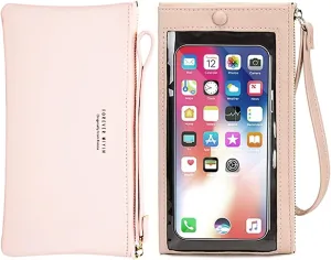 Touch Screen Phone Clutch Bag Case Leather Wristlet Handbag Wallet for Women Girls
