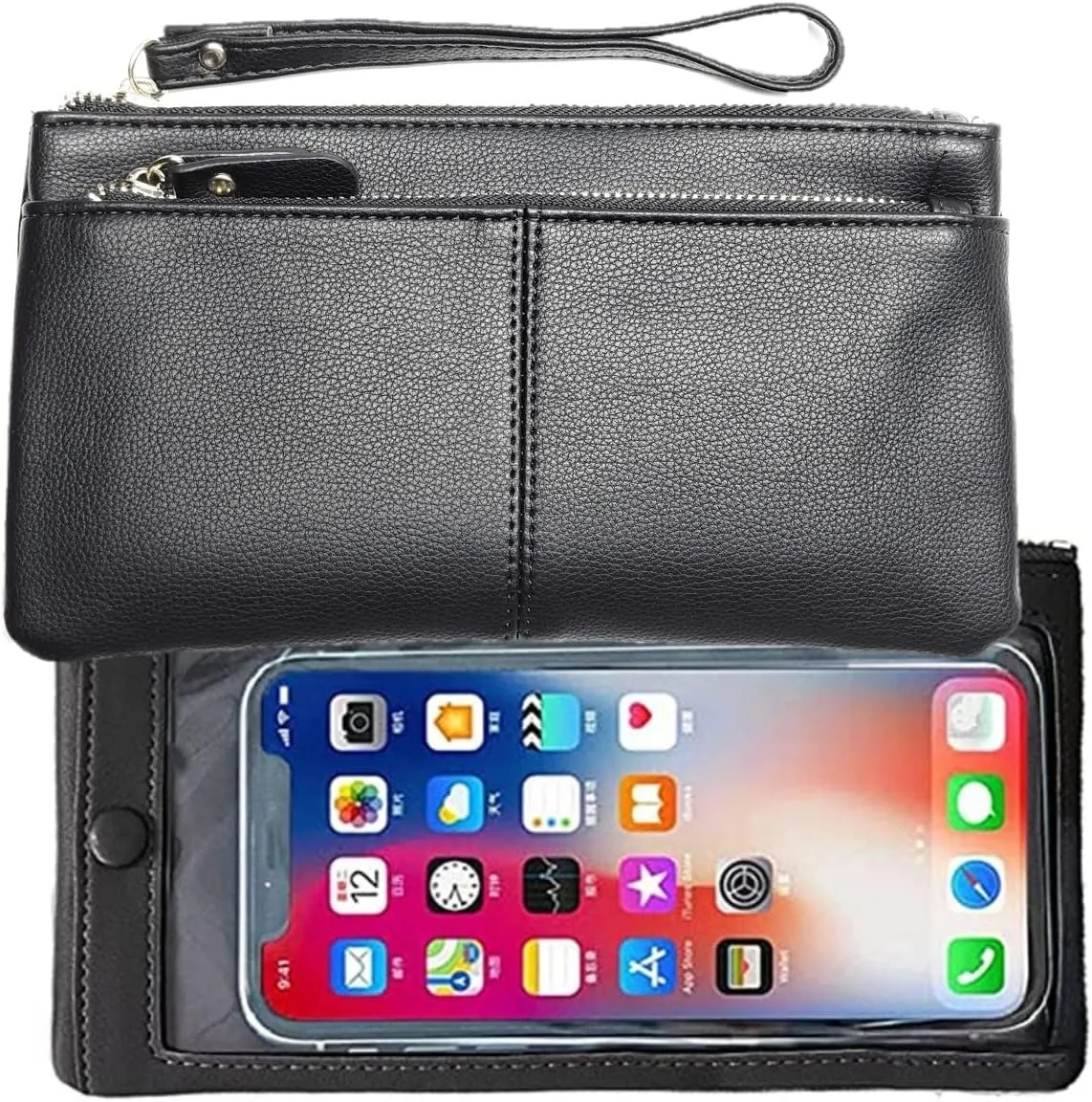 Touch Screen Phone Clutch Bag Case Leather Wristlet Handbag Wallet for Women Girls