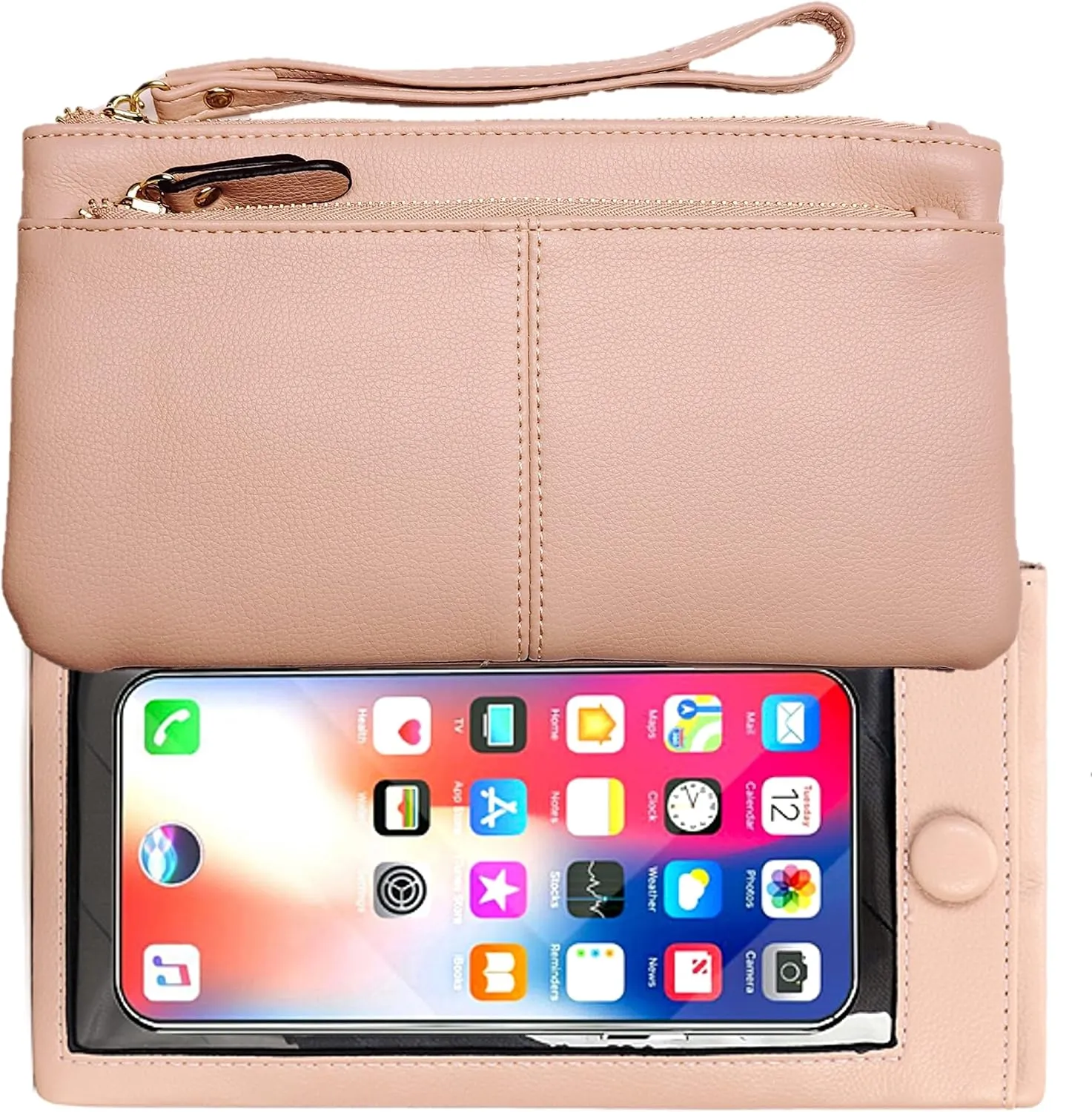 Touch Screen Phone Clutch Bag Case Leather Wristlet Handbag Wallet for Women Girls