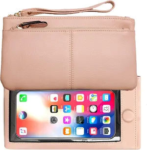 Touch Screen Phone Clutch Bag Case Leather Wristlet Handbag Wallet for Women Girls