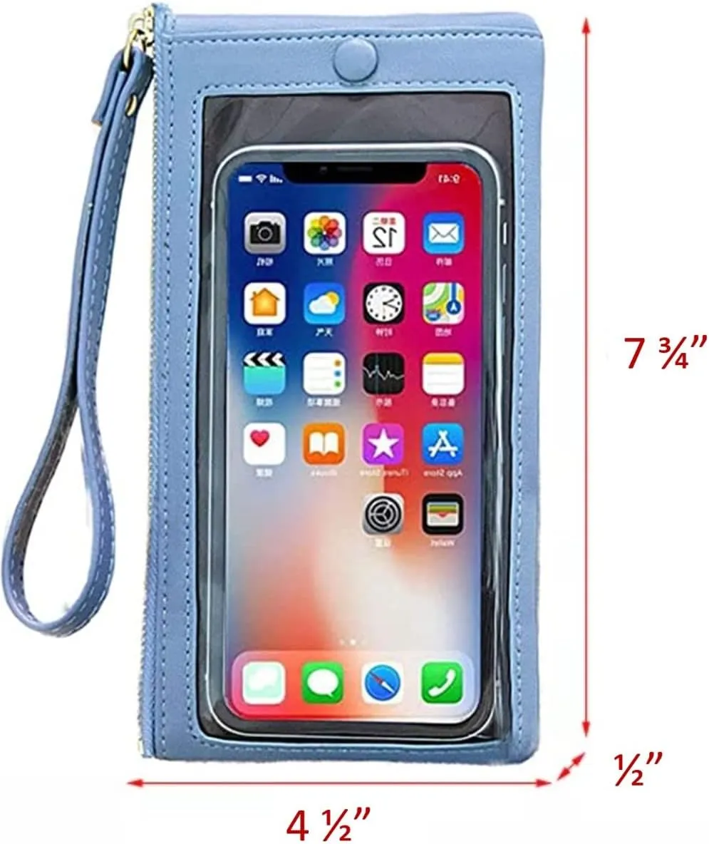 Touch Screen Phone Clutch Bag Case Leather Wristlet Handbag Wallet for Women Girls