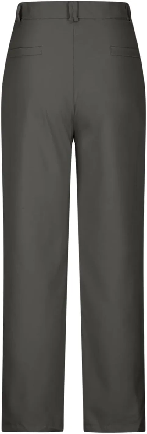 Trendy Business Casual Pants for Women 2024 Button Waist Solid Color Slim Trousers with Pockets Summer Work Pants