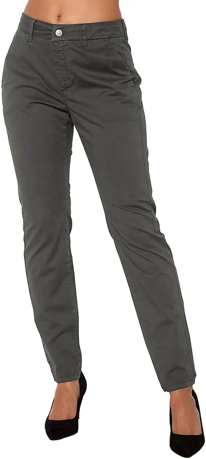 Trendy Business Casual Pants for Women 2024 Button Waist Solid Color Slim Trousers with Pockets Summer Work Pants