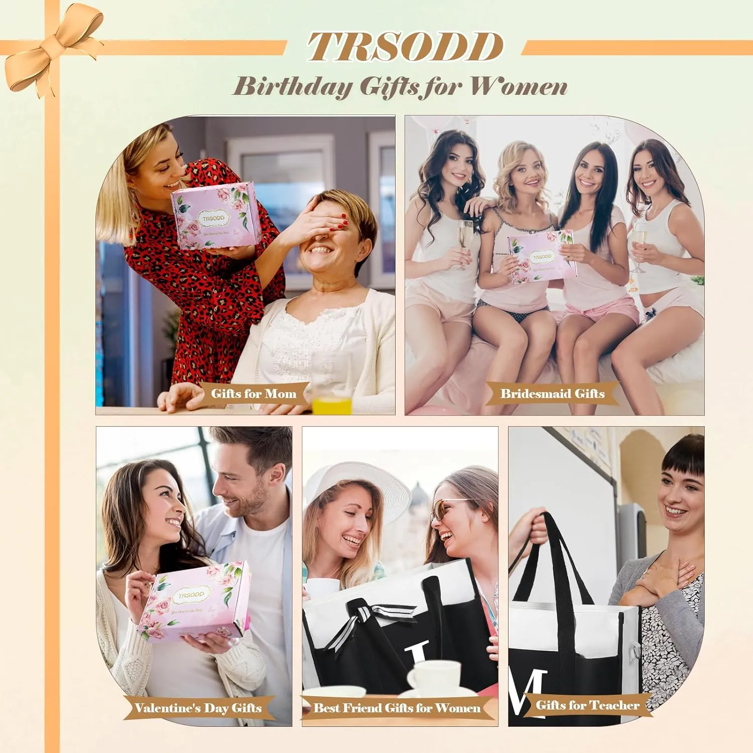 TRSODD Birthday Gifts for Women Mothers Day Gifts for Mom Wife Grandma Daughter Sister Teacher Bridesmaid Tote Bag and Makeup Bag C