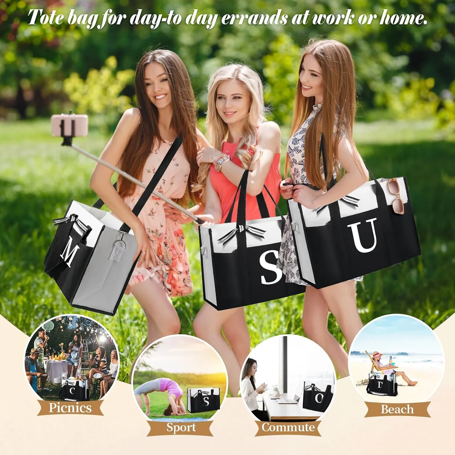 TRSODD Birthday Gifts for Women Mothers Day Gifts for Mom Wife Grandma Daughter Sister Teacher Bridesmaid Tote Bag and Makeup Bag C