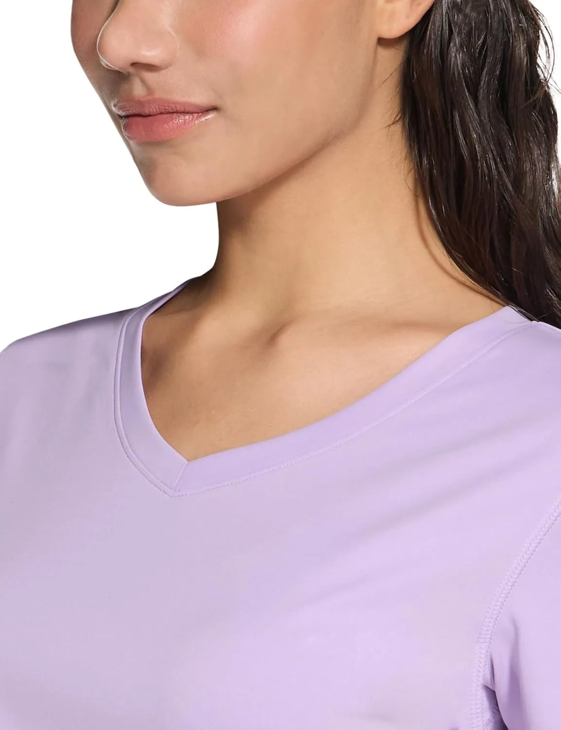 TSLA Women's UPF 50  V-Neck Swim Shirts, UV Sun Protection Short Sleeve Rashguard, Outdoor Summer Athletic Workout Tops