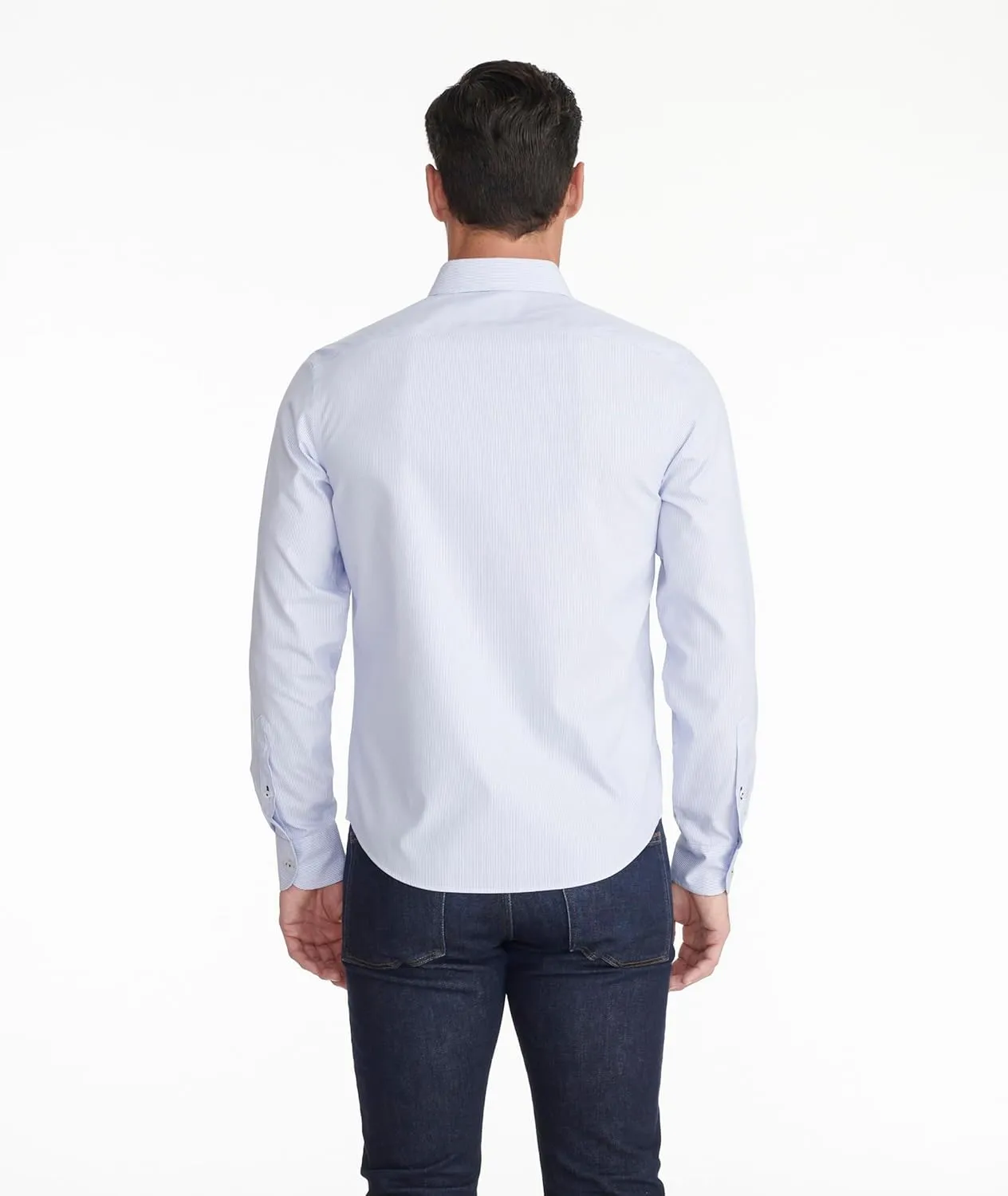 UNTUCKit Bordeaux - Untucked Shirt for Men, Long Sleeve, Wrinkle-Free, Blue, Regular Fit