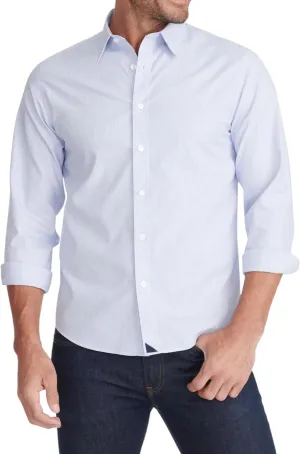 UNTUCKit Bordeaux - Untucked Shirt for Men, Long Sleeve, Wrinkle-Free, Blue, Regular Fit