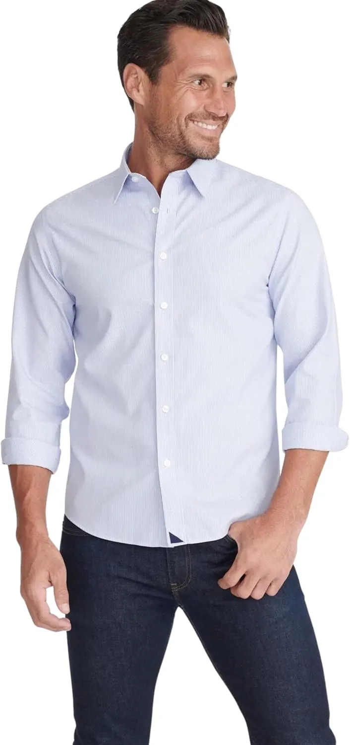 UNTUCKit Bordeaux - Untucked Shirt for Men, Long Sleeve, Wrinkle-Free, Blue, Regular Fit