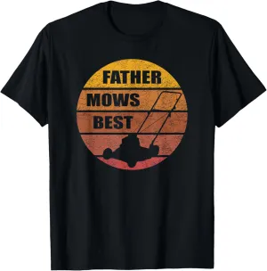 Vintage Sunset Lawn Mower Father Mows Best Silhouette Tshirt