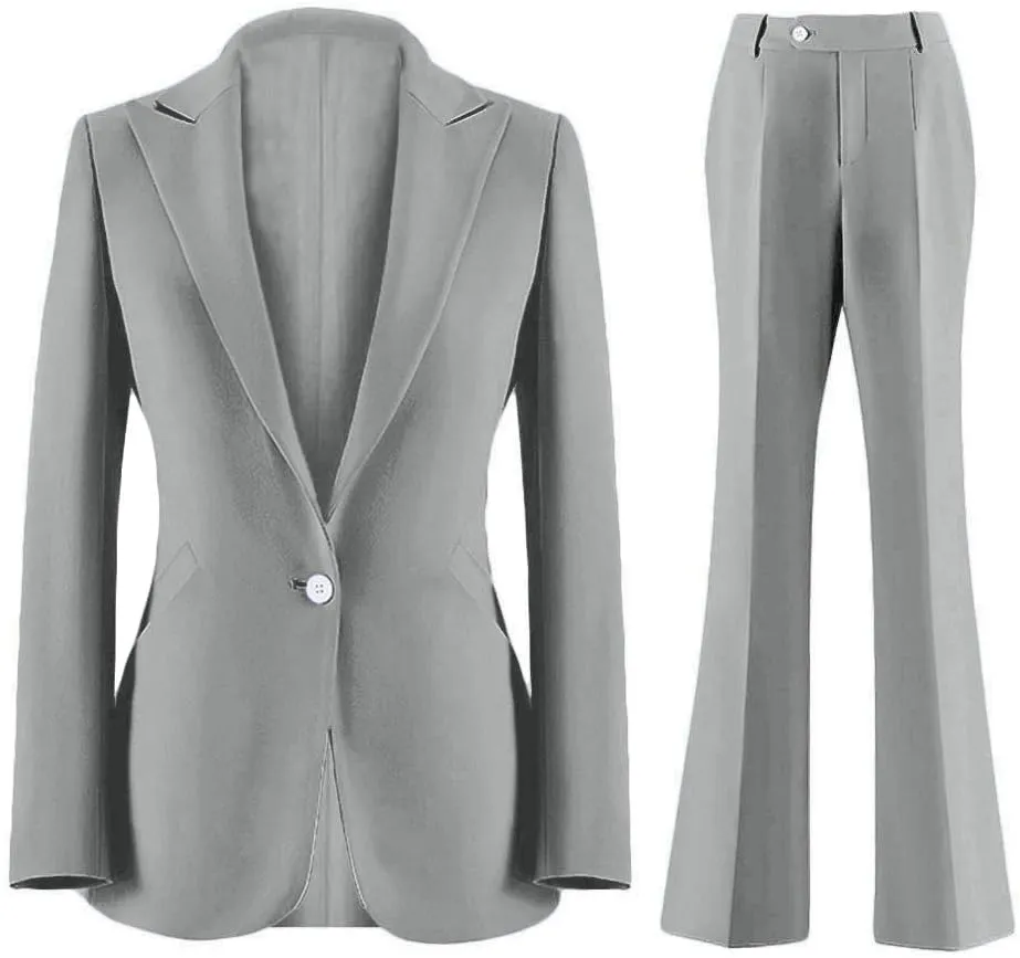 Wemaliyzd Women's Suits 2 Piece Work Office Peak Lapel Slim Fit Office Lady Blazer Pants