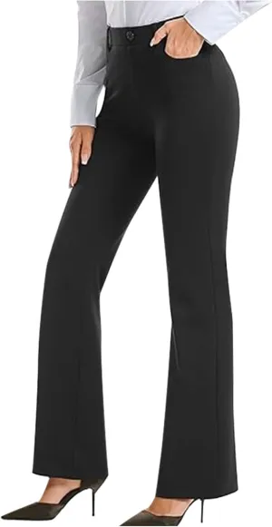 Wide Leg Casual Pants for Women High Waist Stretch Work Pants Classic Slim Fit Lightweight Dress Pants with Pockets
