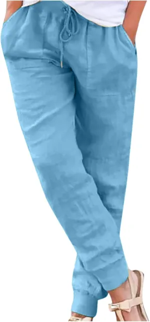 Wide Leg Linen Pants for Women Pocket Pants Loose Women Leg Print Casual Pants Wide Pants Summer Outfits 2025 Trendy