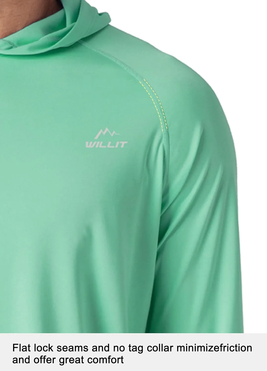 Willit Men's Sun Shirts UPF 50  Rash Guard Long Sleeve Sun Protection Hoodie SPF UV Fishing Lightweight Athletic Running