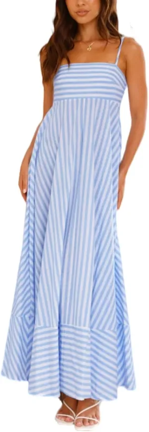 Women Boho Colorful Spaghetti Strap Dress Summer Vacation Beach Long Sun Dress RIC Rac Floral Flowy Cami Maxi Dress