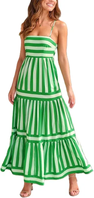 Women Boho Colorful Spaghetti Strap Dress Summer Vacation Beach Long Sun Dress RIC Rac Floral Flowy Cami Maxi Dress