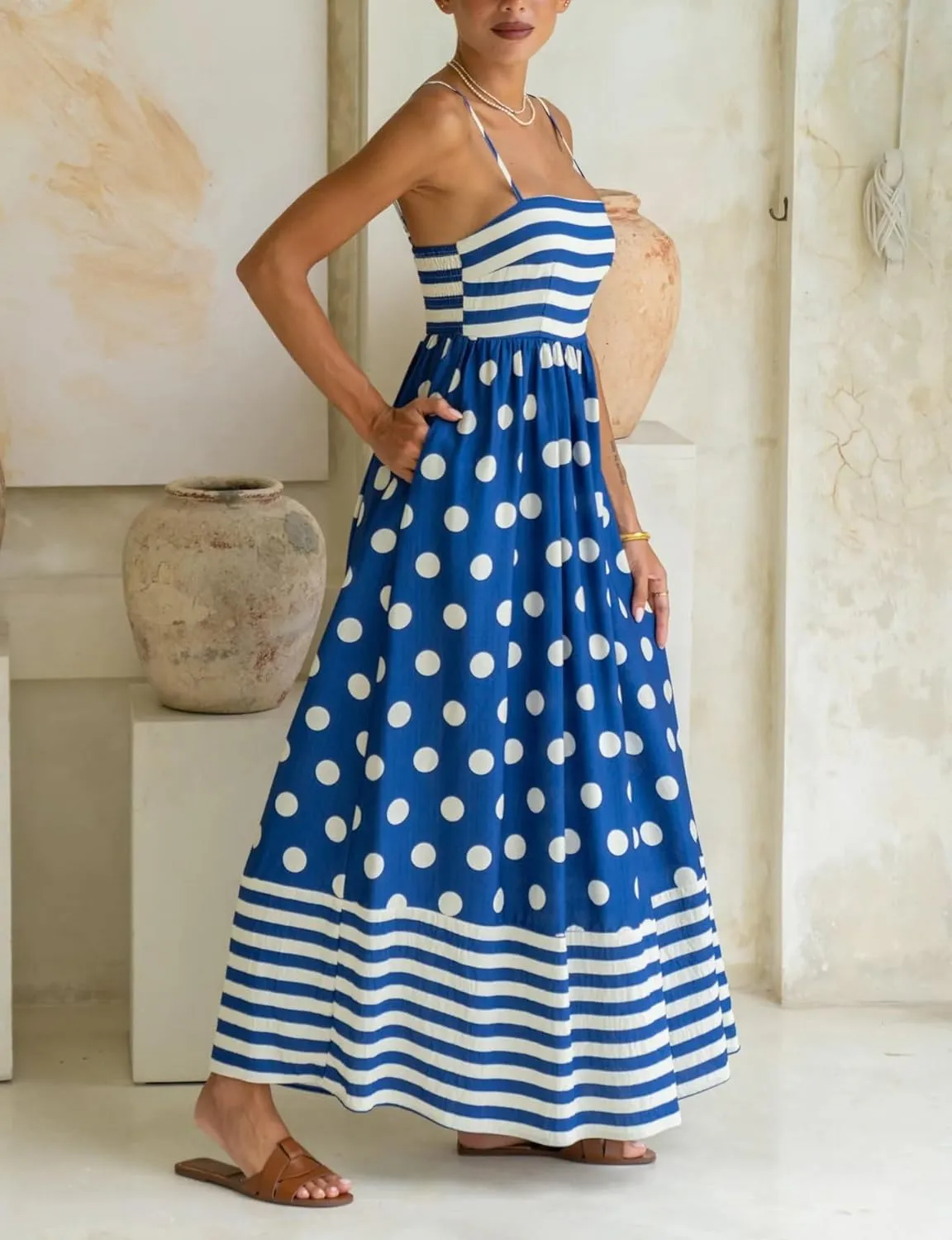 Women Boho Colorful Spaghetti Strap Dress Summer Vacation Beach Long Sun Dress RIC Rac Floral Flowy Cami Maxi Dress