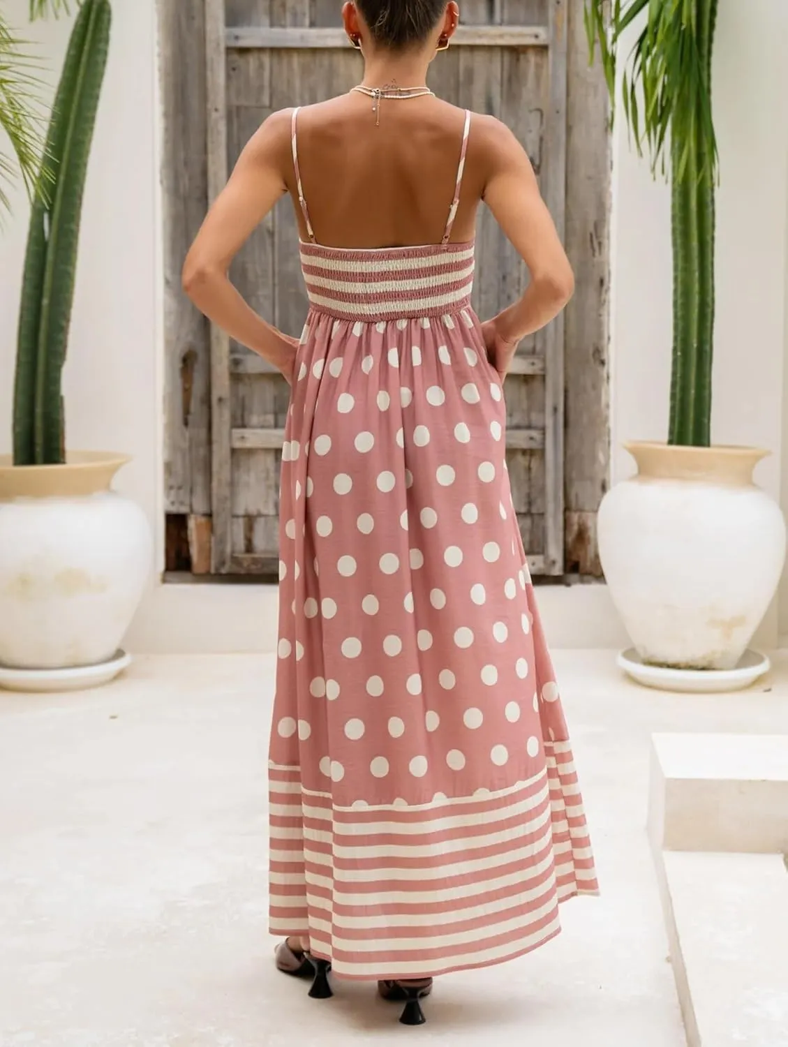 Women Boho Colorful Spaghetti Strap Dress Summer Vacation Beach Long Sun Dress RIC Rac Floral Flowy Cami Maxi Dress