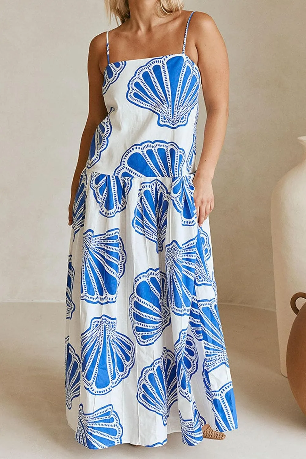 Women Boho Floral Maxi Dress Y2k Spaghetti Strap Backless Long Dress Beach Vacation A Line Swing Sundress
