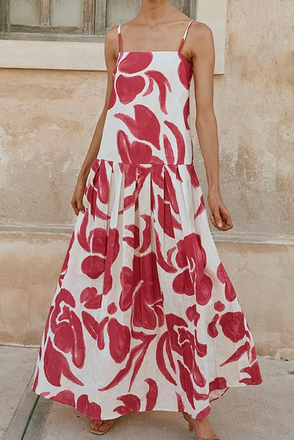Women Boho Floral Maxi Dress Y2k Spaghetti Strap Backless Long Dress Beach Vacation A Line Swing Sundress