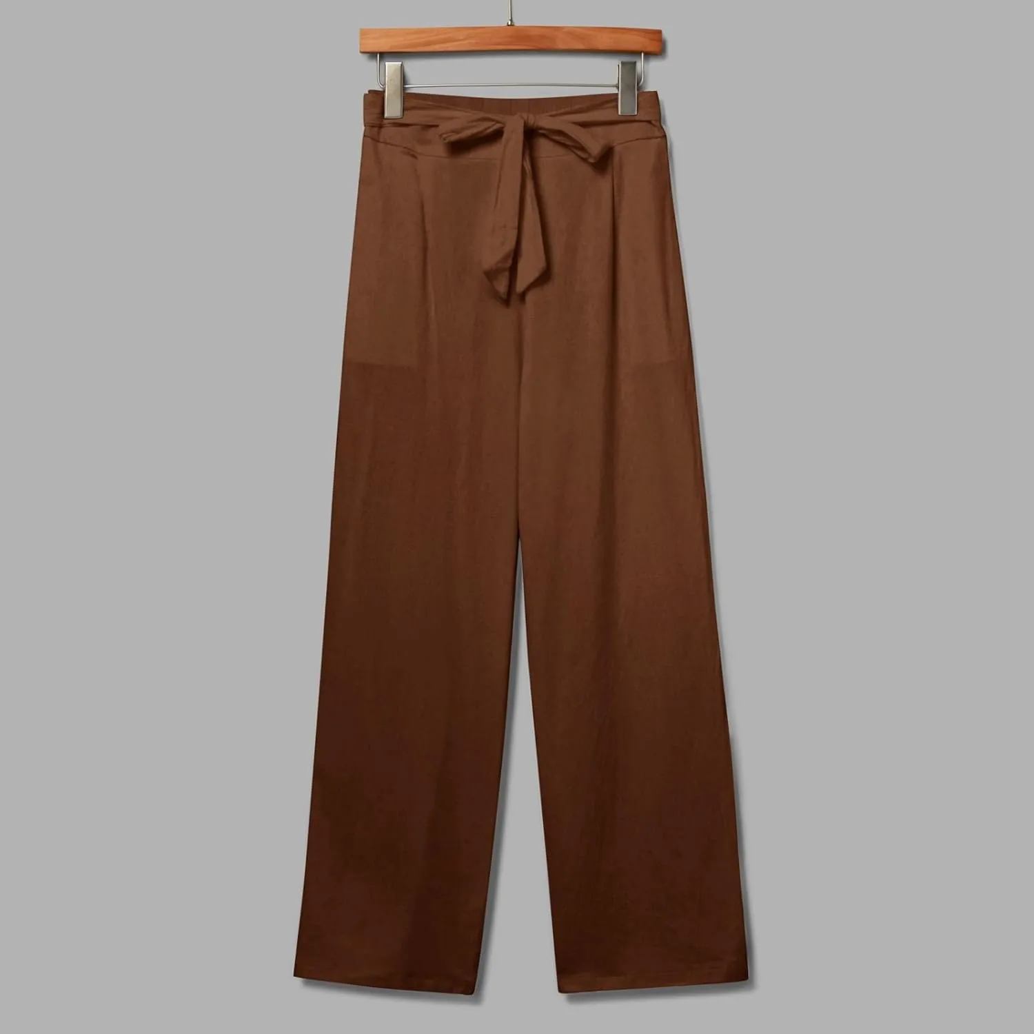 Women Linen Blend Summer Drawstring Pants Elastic Waist Bootcut Plus Size Pant Trousers Vacation