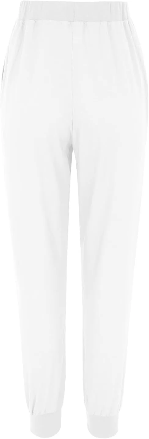 Women Linen Pants Drawstring Elastic Waist Summer Casual Beach Pants with Pockets Wide Leg Palazzo Trouser for Vacation
