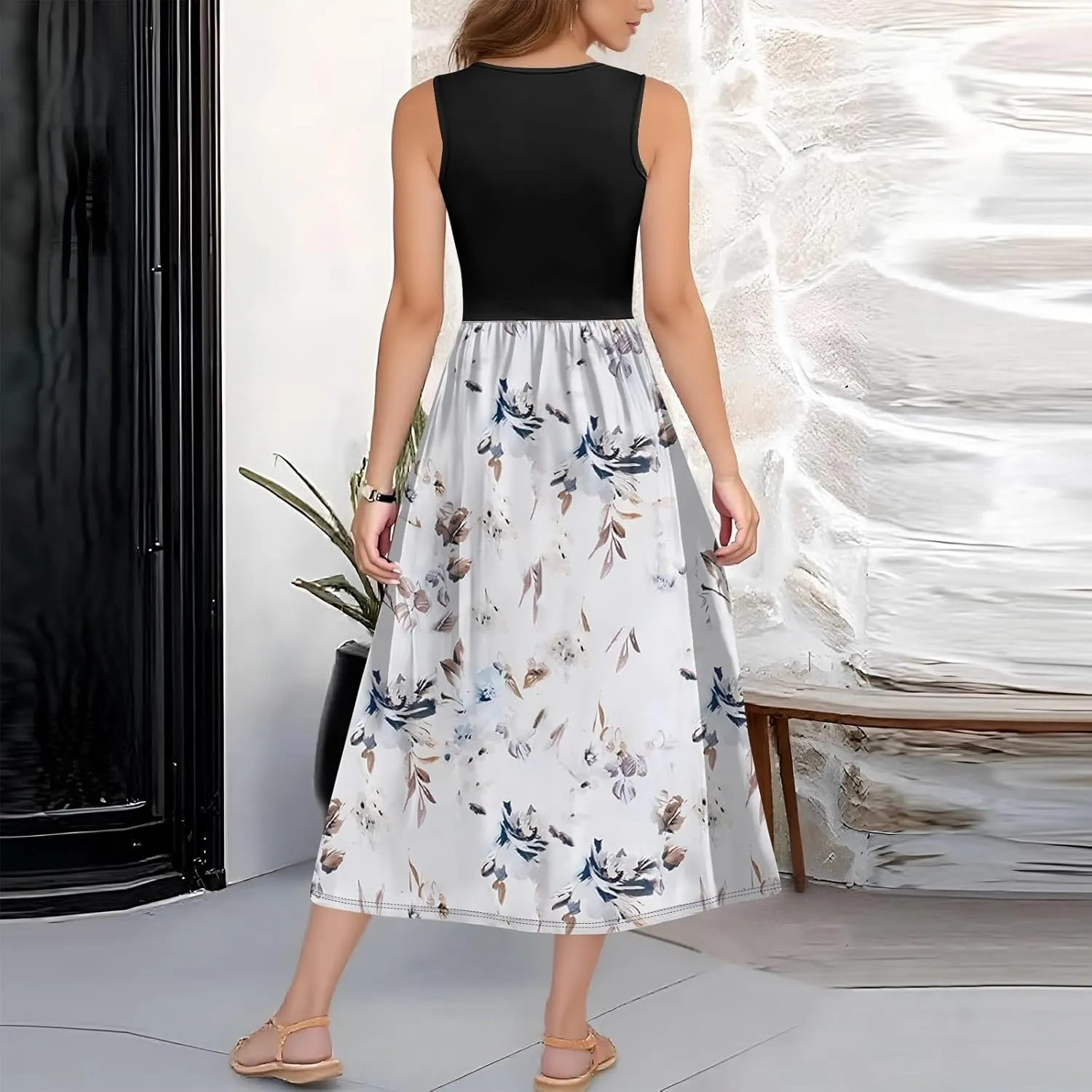 Women Summer Dresses 2025 Casual Sleeveless Beach Vacation Maxi Dresses Cute Floral Long Dress Wedding Guest Dress