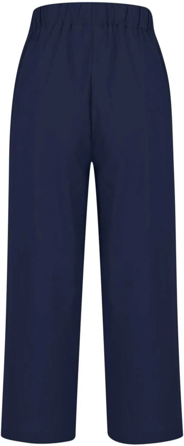Women Summer Linen Pants Straight Leg Beach Vacation Comfy Beach Trousers Dressy Casual Palazzo Pant with Pockets