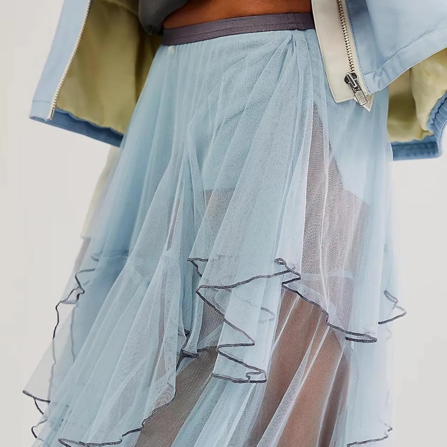 Women Y2k Lace Maxi Skirt High Waist See Through Ruffle Slip Long Skirts Layered Flowy Summer Beach Skirts