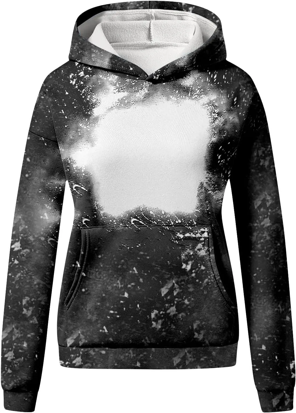 Womens Bleached Blank Print Hoodies Long Sleeve Casual 2024 Fall Oversized Pullover Tops Sweatshirt with Pockets