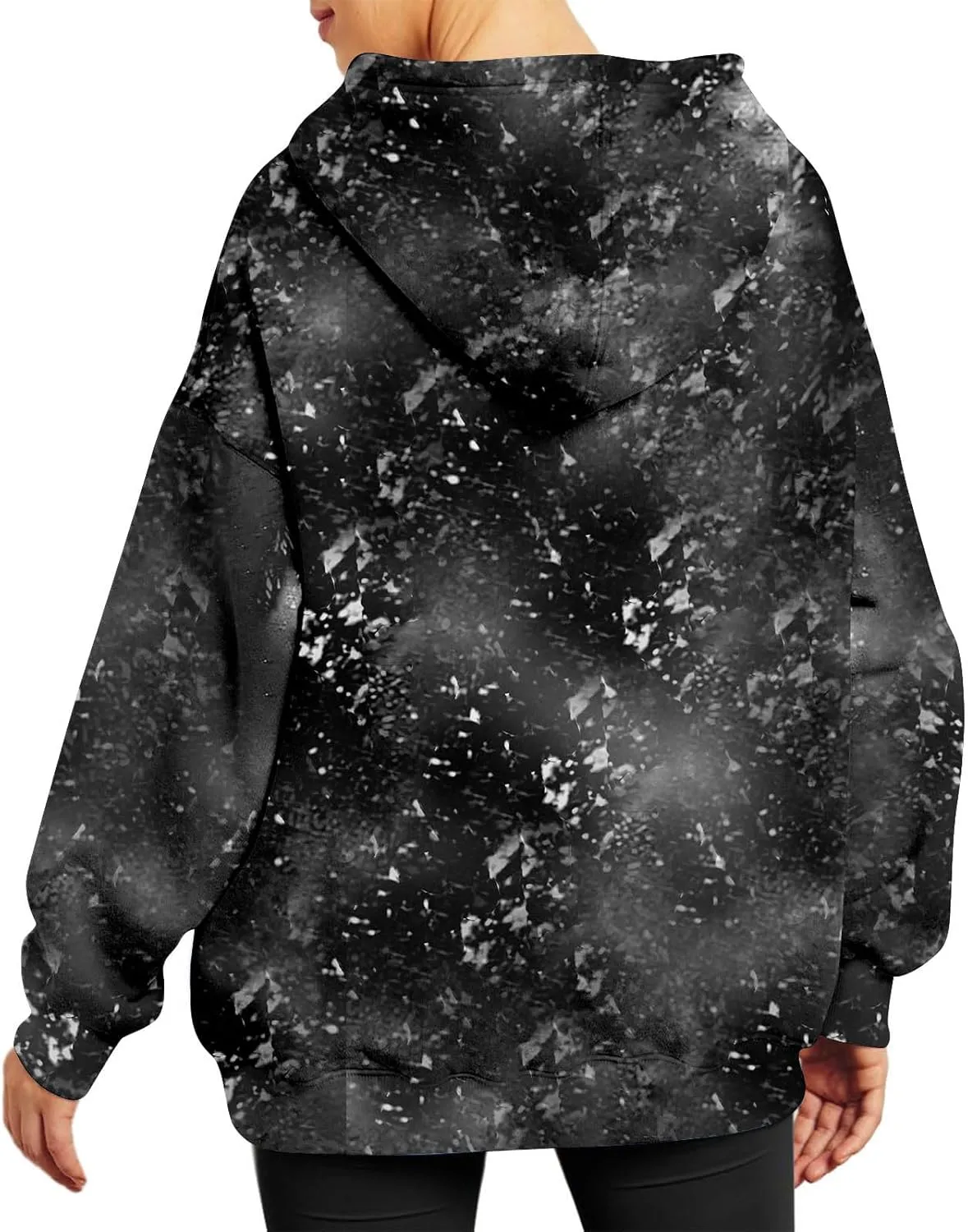 Womens Bleached Blank Print Hoodies Long Sleeve Casual 2024 Fall Oversized Pullover Tops Sweatshirt with Pockets