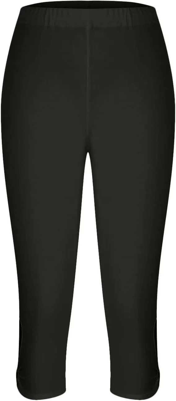 Womens Capri Leggings Summer Plus Size Capris Workout Yoga High Waisted Capri Pants Casual Pull On Capris with Pockets