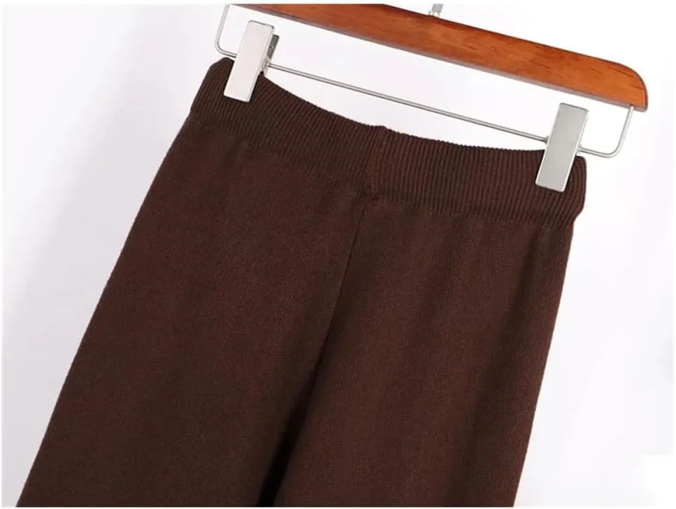 WomenS Casual Harem Pants - Winter Loose Knit Trousers with Pockets - Solid Color Sweater Pants for Women
