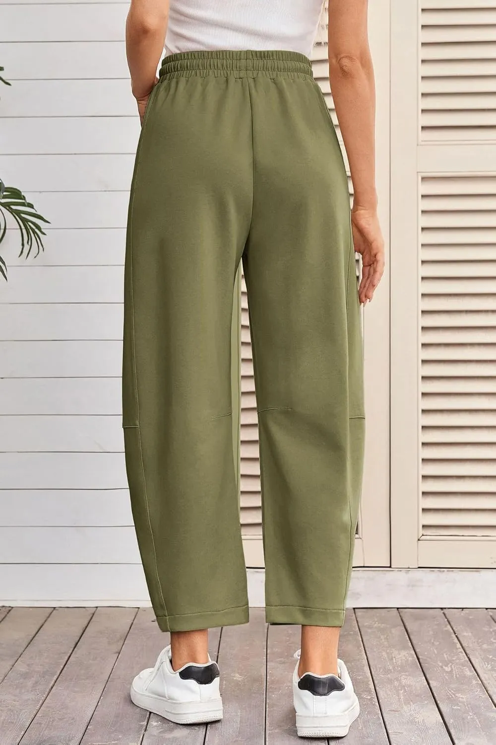 Womens Casual Wide Leg Pants Loose Drawstring Summer Jogging Travel Palazzo Harem Pants Sweatpant