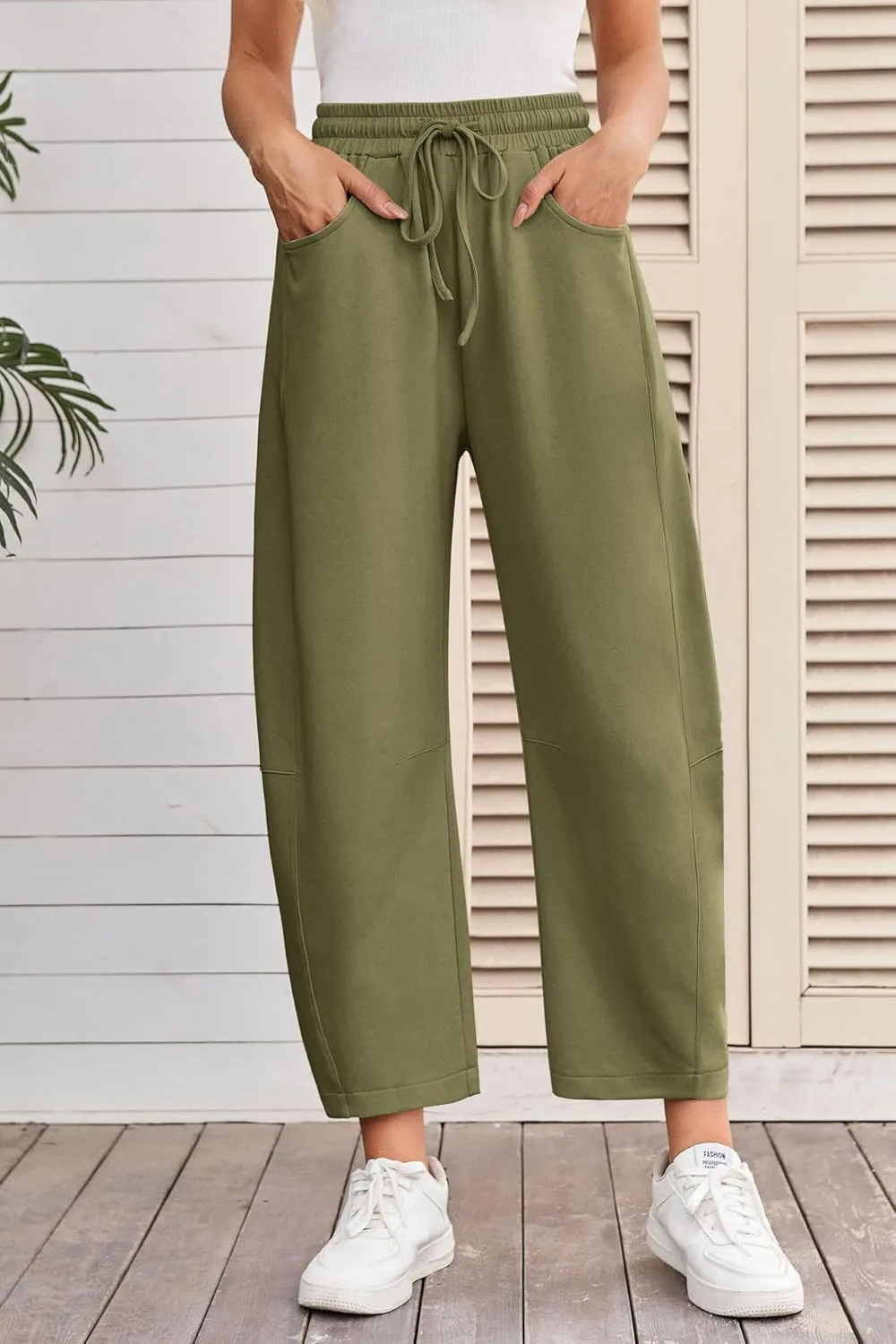Womens Casual Wide Leg Pants Loose Drawstring Summer Jogging Travel Palazzo Harem Pants Sweatpant
