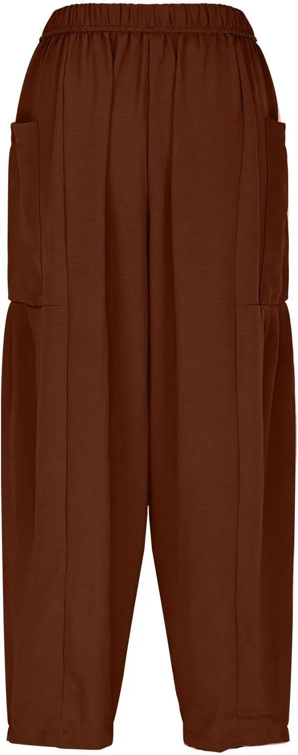Women's Cotton Linen Harem Pants Loose Drawstring Lantern Pant Summer Business Casual Trousers Loose Travel Outfits