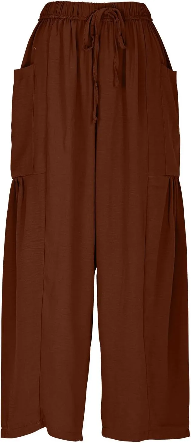 Women's Cotton Linen Harem Pants Loose Drawstring Lantern Pant Summer Business Casual Trousers Loose Travel Outfits