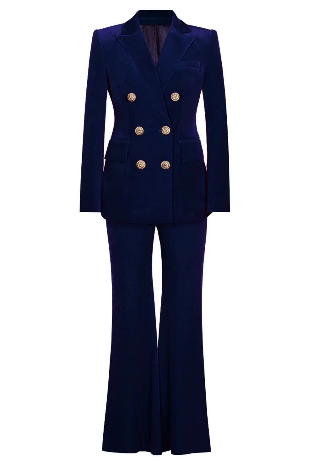 Women's Navy Double Breasted Fitted 2 Piece Suit