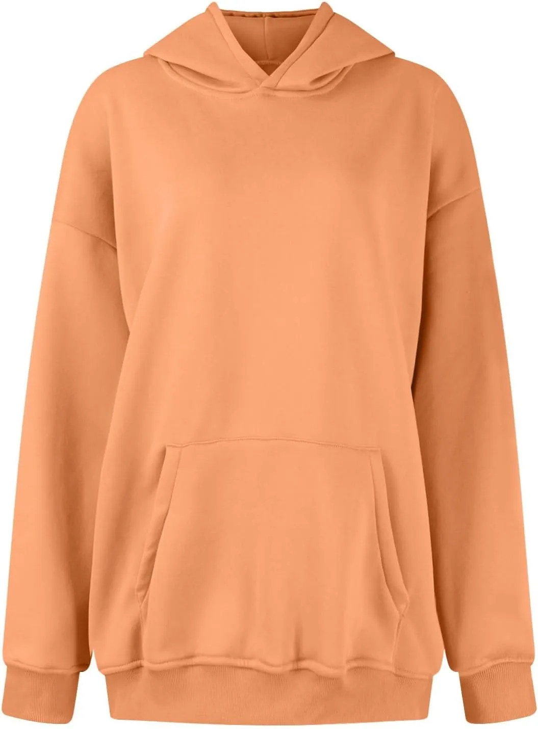 Women's Oversized Hoodie Fleece Cropped Sweatshirt Long Sleeve Weight Pullover with Pocket Lightweight Hoodie