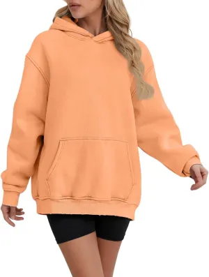 Women's Oversized Hoodie Fleece Cropped Sweatshirt Long Sleeve Weight Pullover with Pocket Lightweight Hoodie